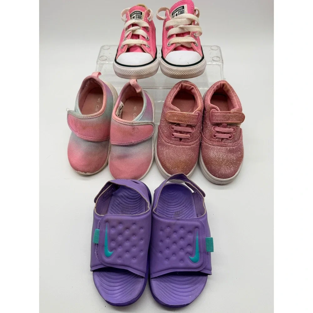 Toddler Girl Shoes Lot Size 6 Nike Converse Sneakers Sandals Pink Purple